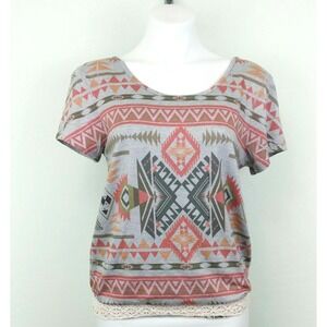 Threads Studio Women Shirt, Size Medium, gray, multi color, polyester, spandex‎